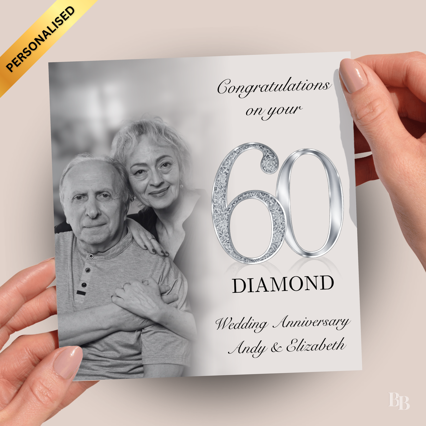 Personalised 60th Diamond Wedding Anniversary Card