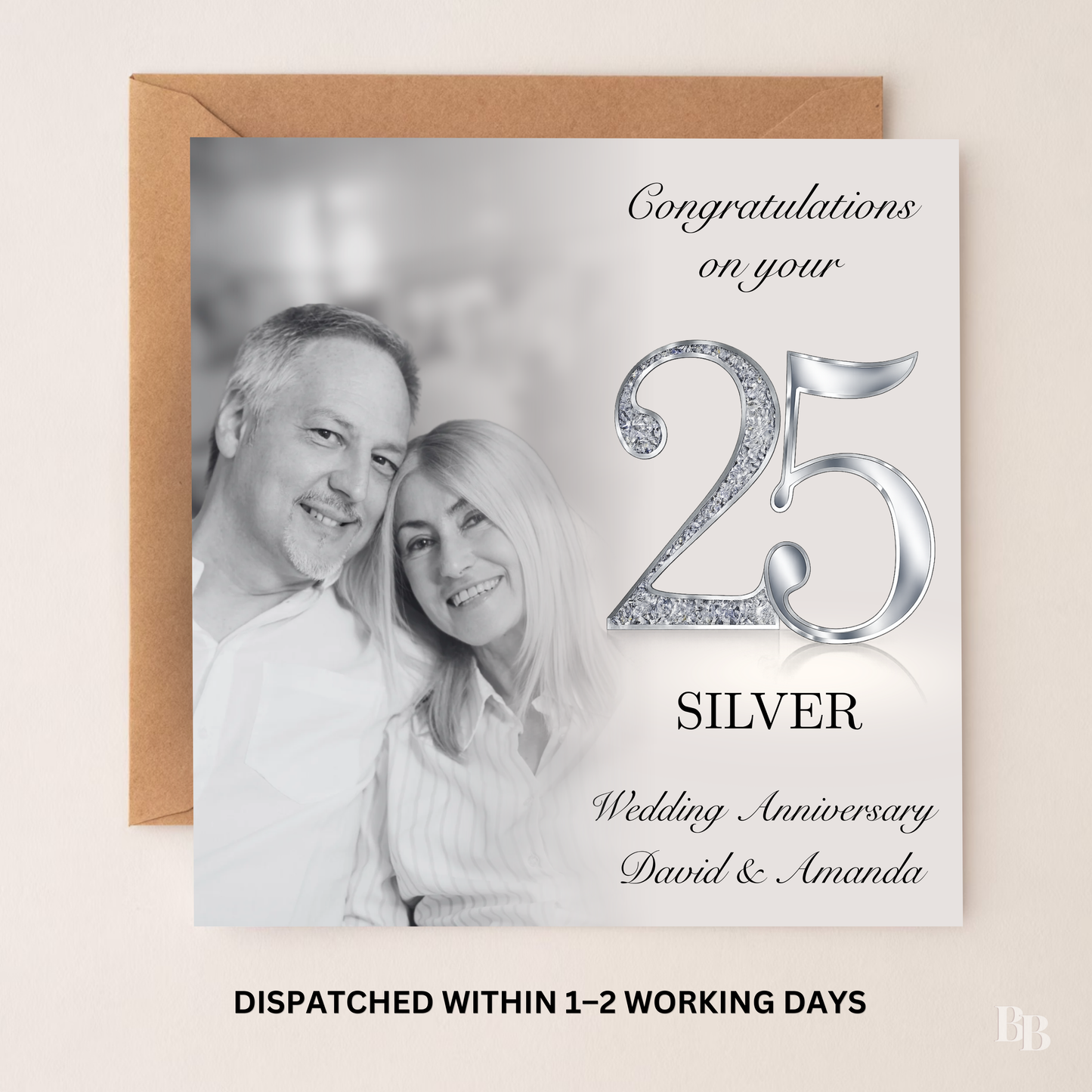 Personalised 25th Silver Wedding Anniversary Card