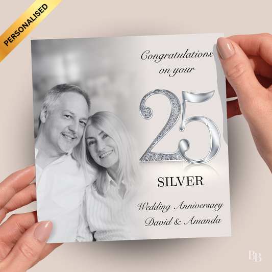 Personalised 25th Silver Wedding Anniversary Card