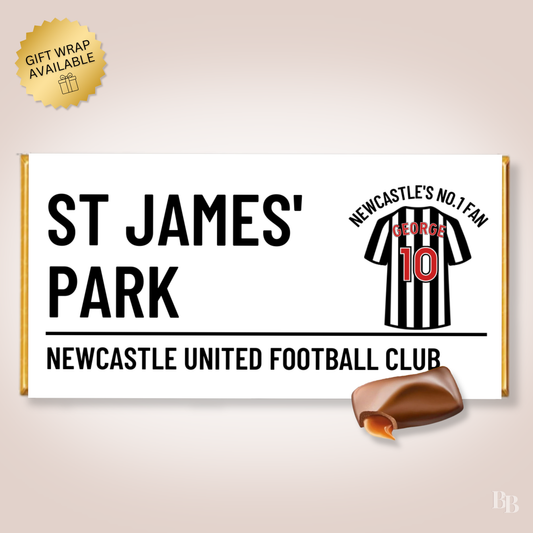 Personalised Newcastle United FC No.1 Fan Chocolate Bar