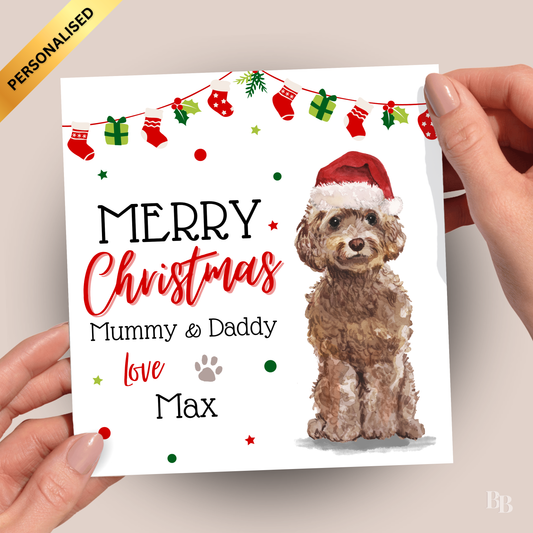 Personalised Brown Cockapoo Christmas Card