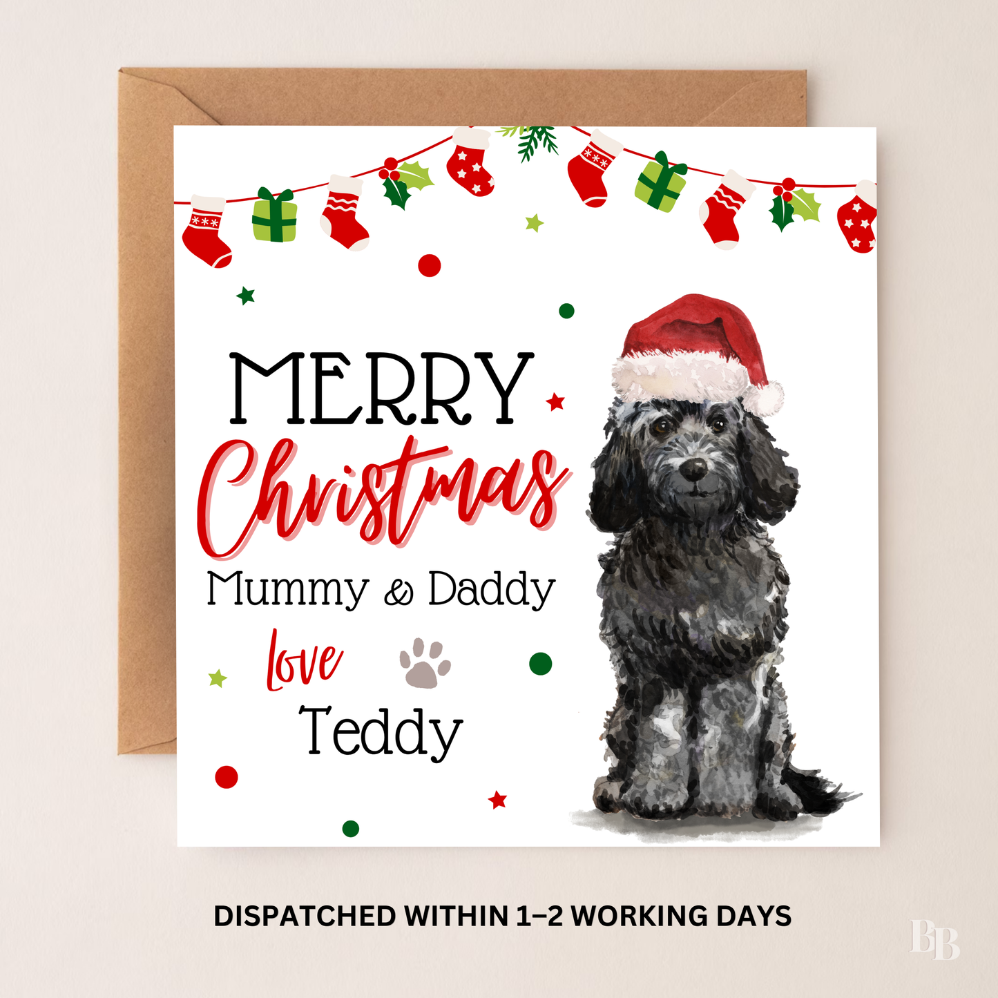 Personalised Black Cockapoo Christmas Card