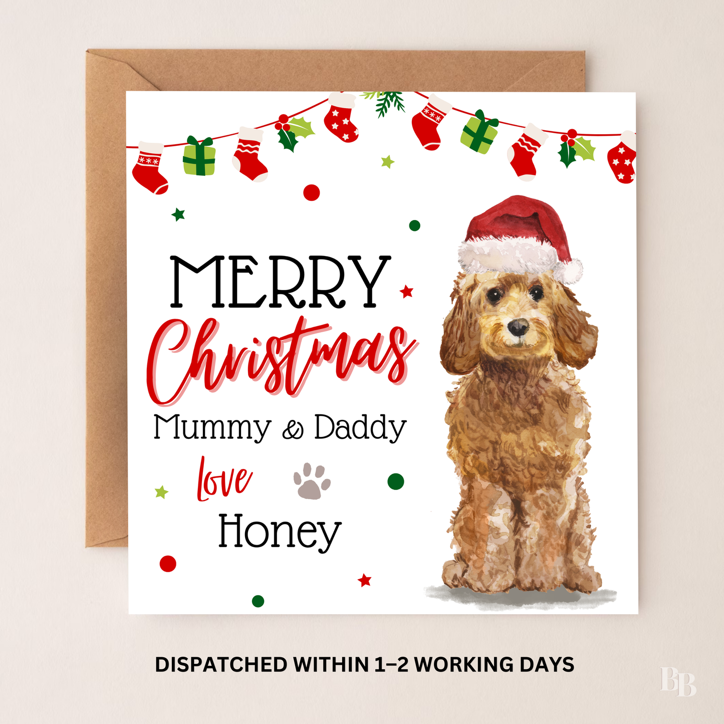 Personalised Golden Cockapoo Christmas Card