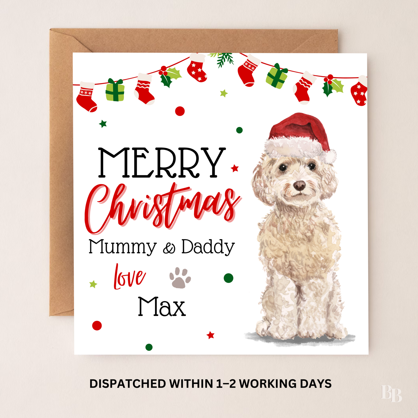 Personalised White Cockapoo Christmas Card