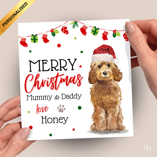Personalised Golden Cockapoo Christmas Card