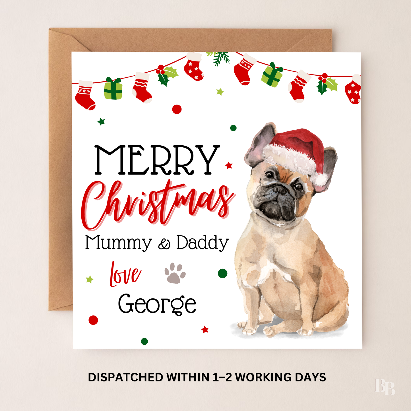 Personalised French Bulldog Christmas Card