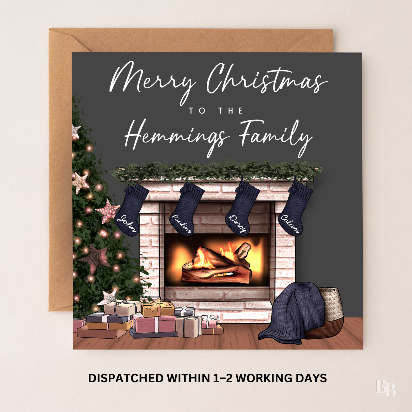 Personalised Navy Christmas Family Card