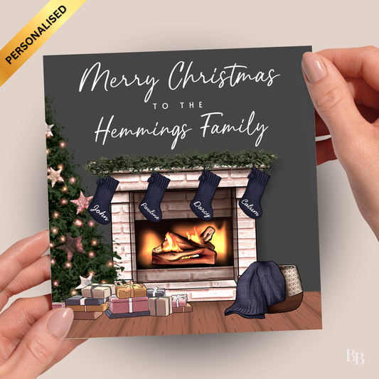 Personalised Navy Christmas Family Card