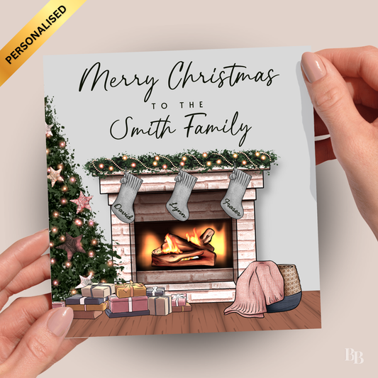 Personalised Grey Christmas Family Card