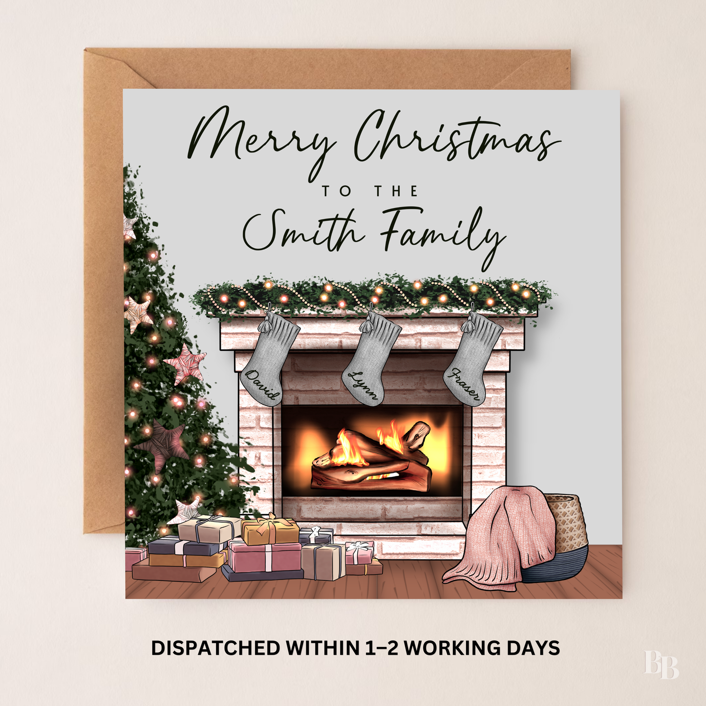 Personalised Grey Christmas Family Card