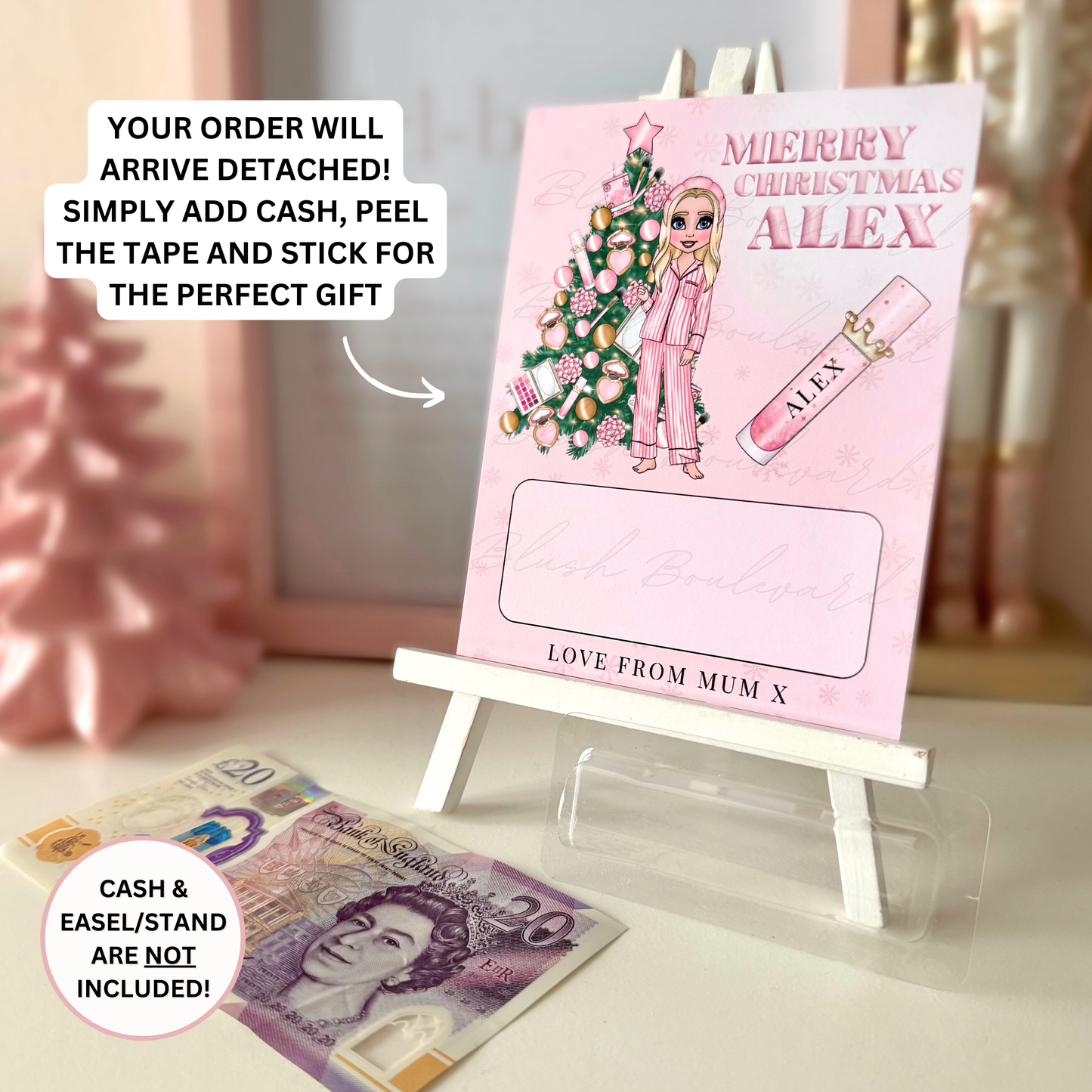 Pink Makeup Christmas Money Pocket