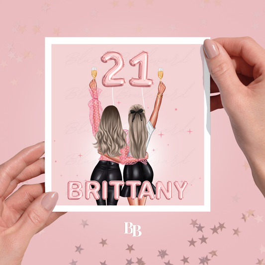 Personalised Pink Girls Birthday Card