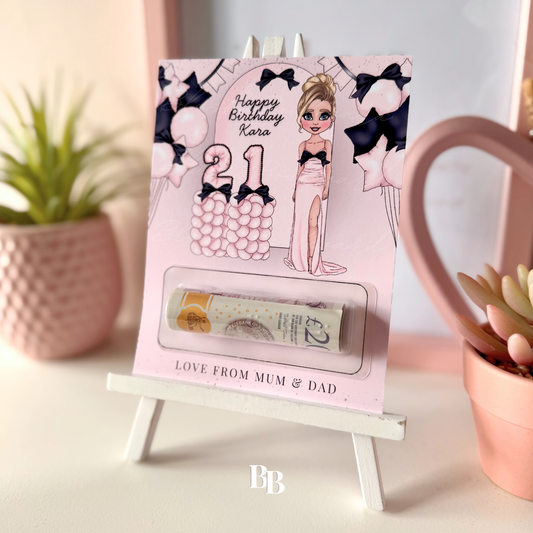 Black & Pink Bow Birthday Money Pocket
