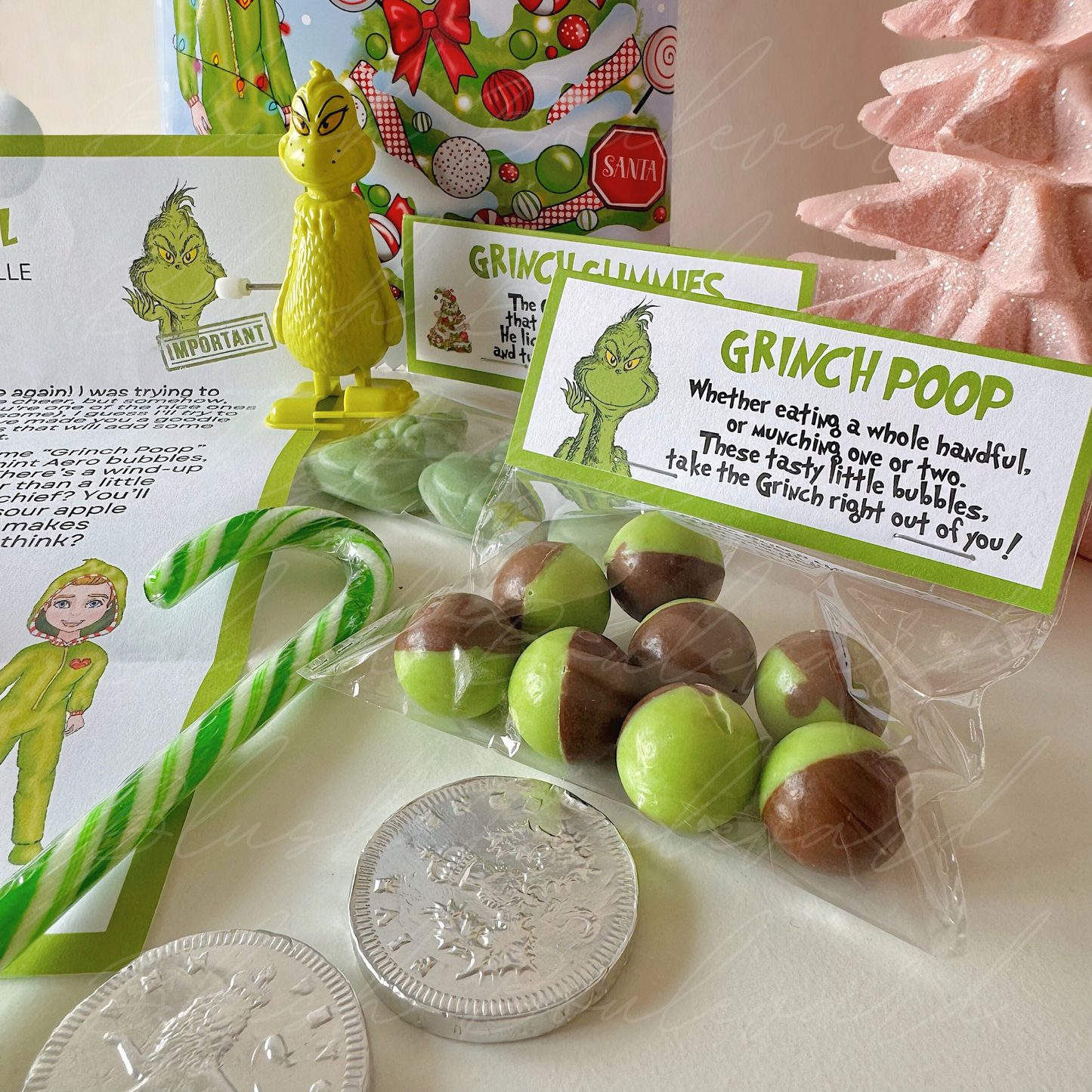 Personalised Green Christmas Eve Goodie Bag