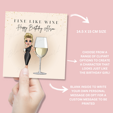 Load image into Gallery viewer, Personalised White Wine Birthday Card
