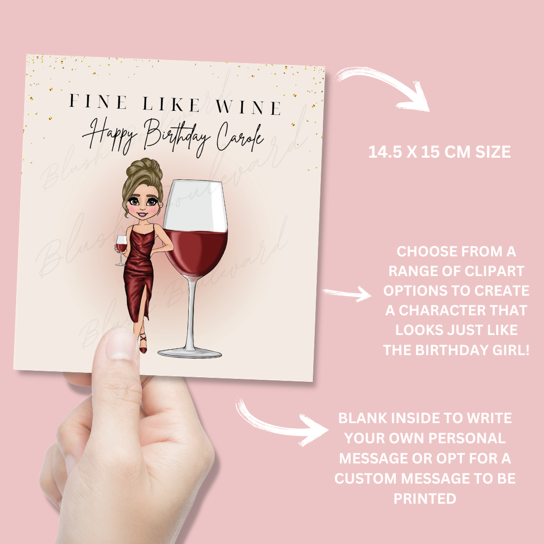 Personalised Red Wine Birthday Card