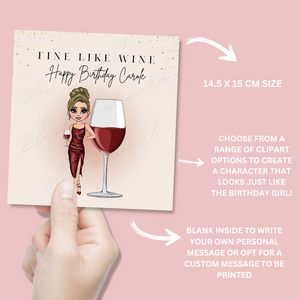 Personalised Red Wine Birthday Card