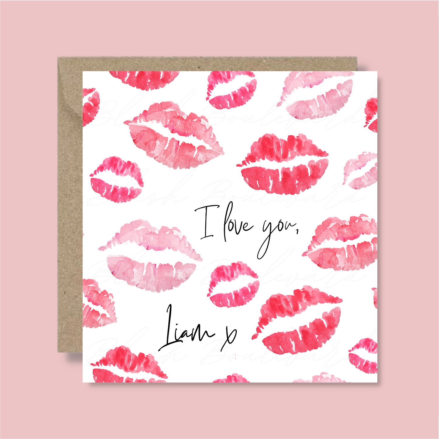 Personalised Kisses Valentine Card