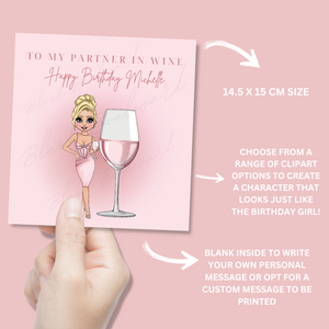 Personalised Rosé Wine Birthday Card