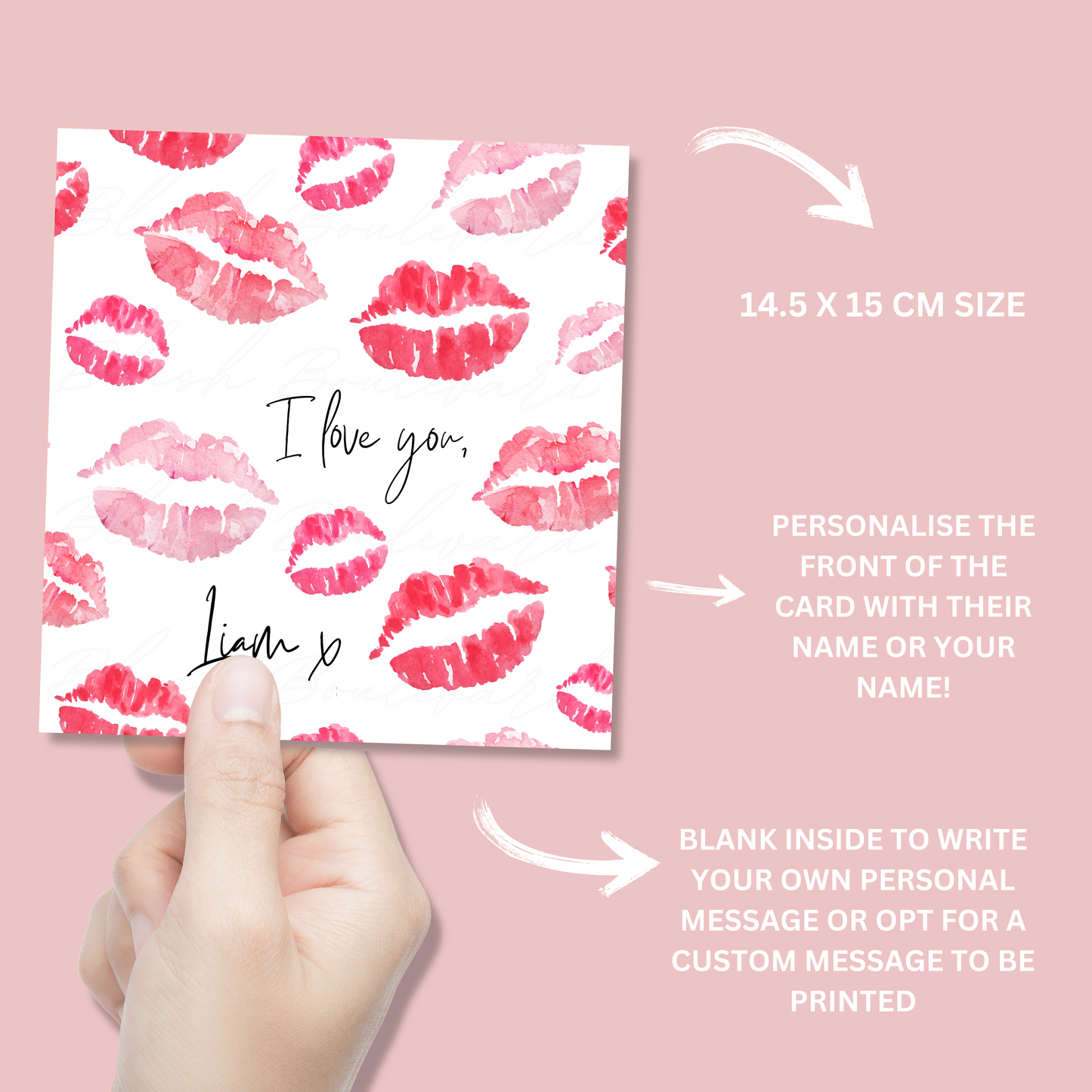 Personalised Kisses Valentine Card