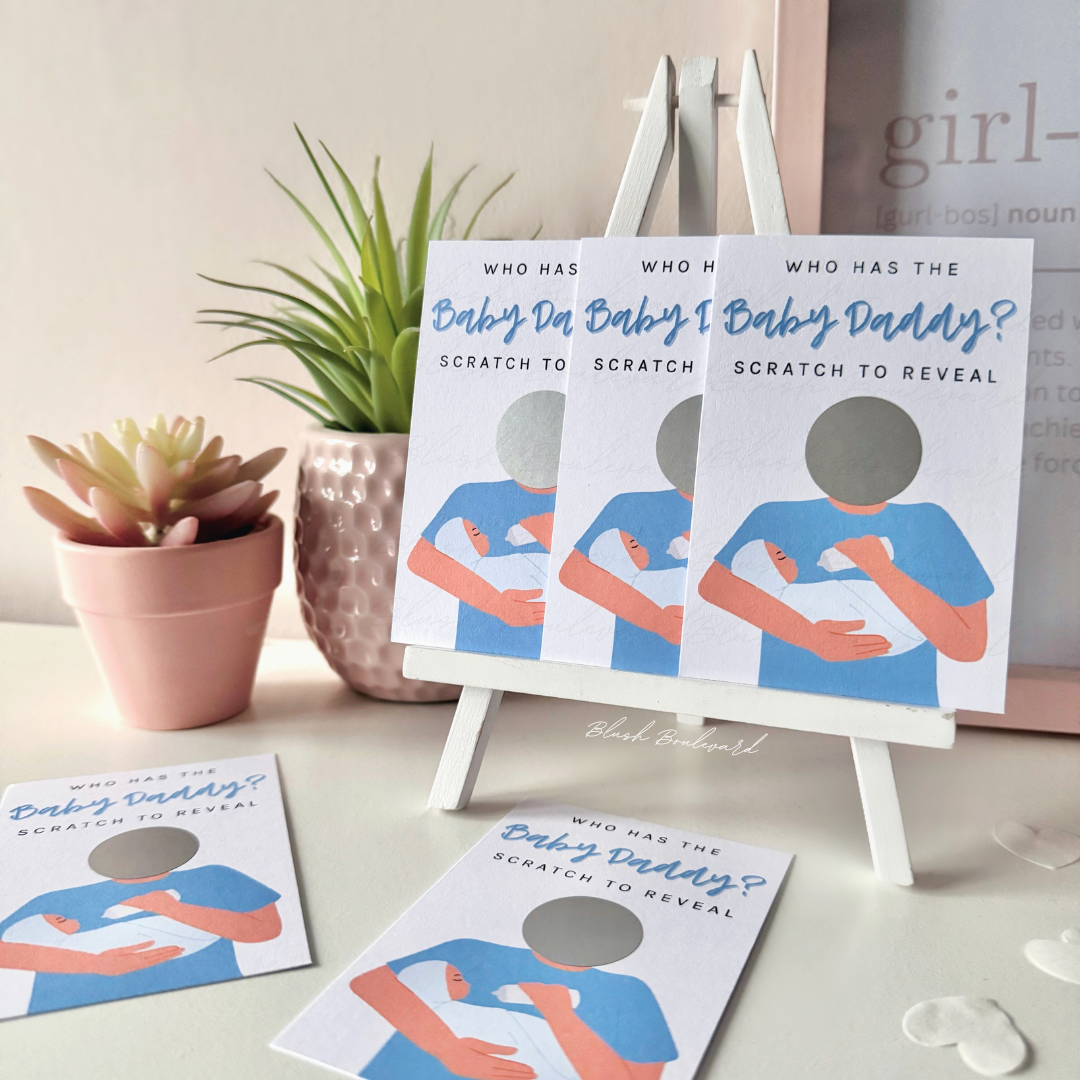 Blue Who Has The Baby Daddy? Baby Shower Party Game (Light)