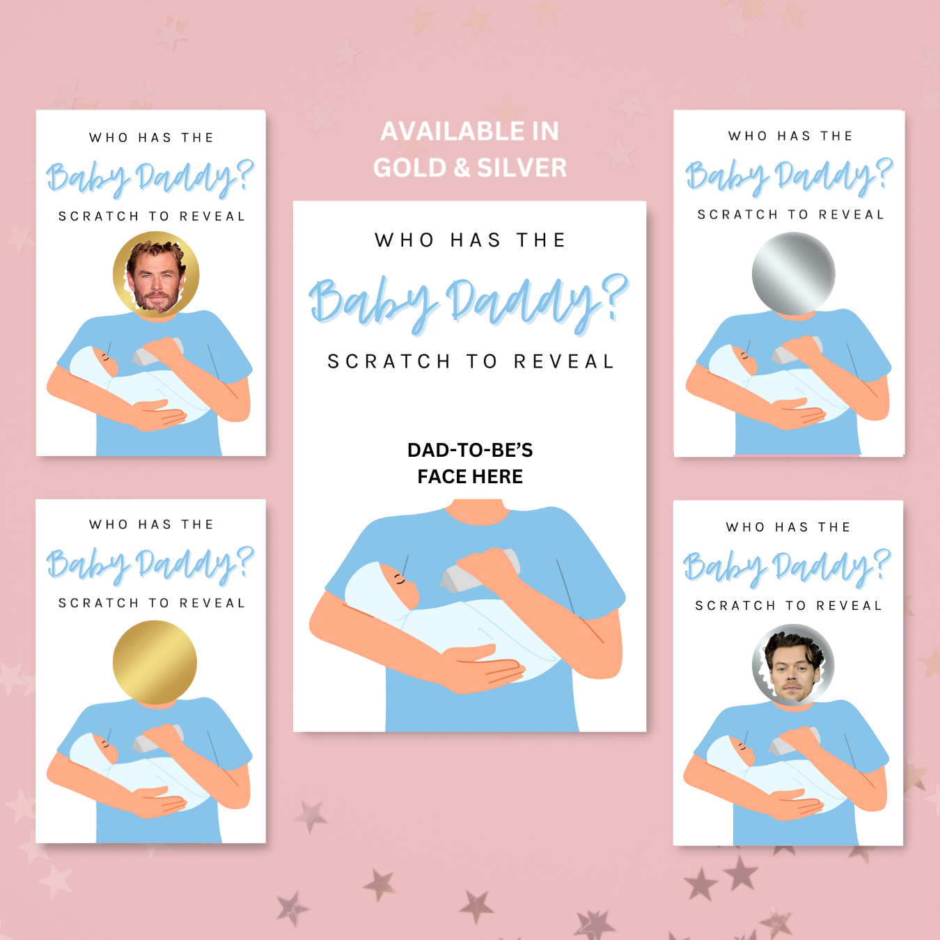 Blue Who Has The Baby Daddy? Baby Shower Party Game (Light)