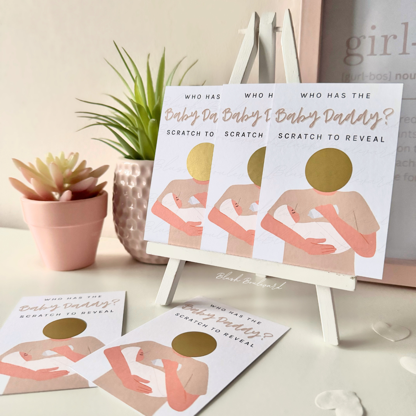 Beige Who Has The Baby Daddy? Baby Shower Party Game (Light)