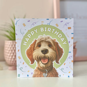 Golden Cockapoo Dog Happy Birthday Card - Blush Boulevard Greeting Card