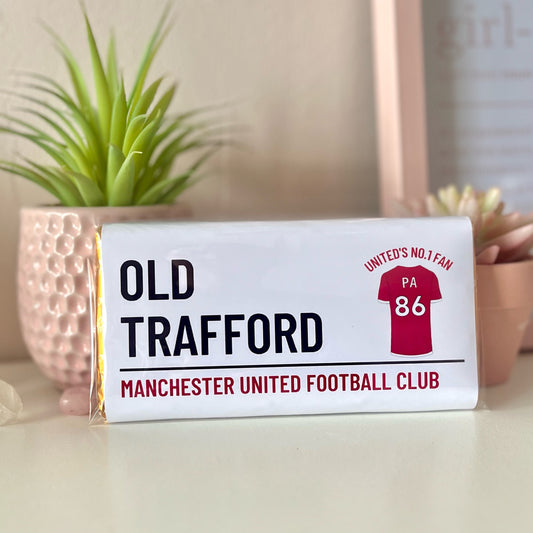 Personalised Manchester United No.1 Fan Chocolate Bar - Blush Boulevard Chocolate Bar