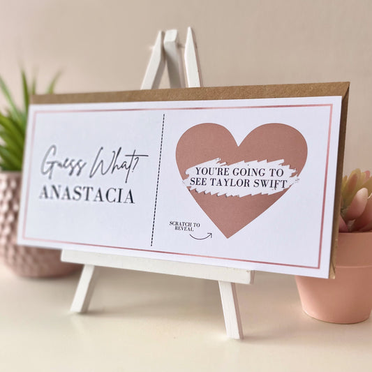 Rose Gold Personalised Scratch Off Surprise Ticket - Blush Boulevard Ticket