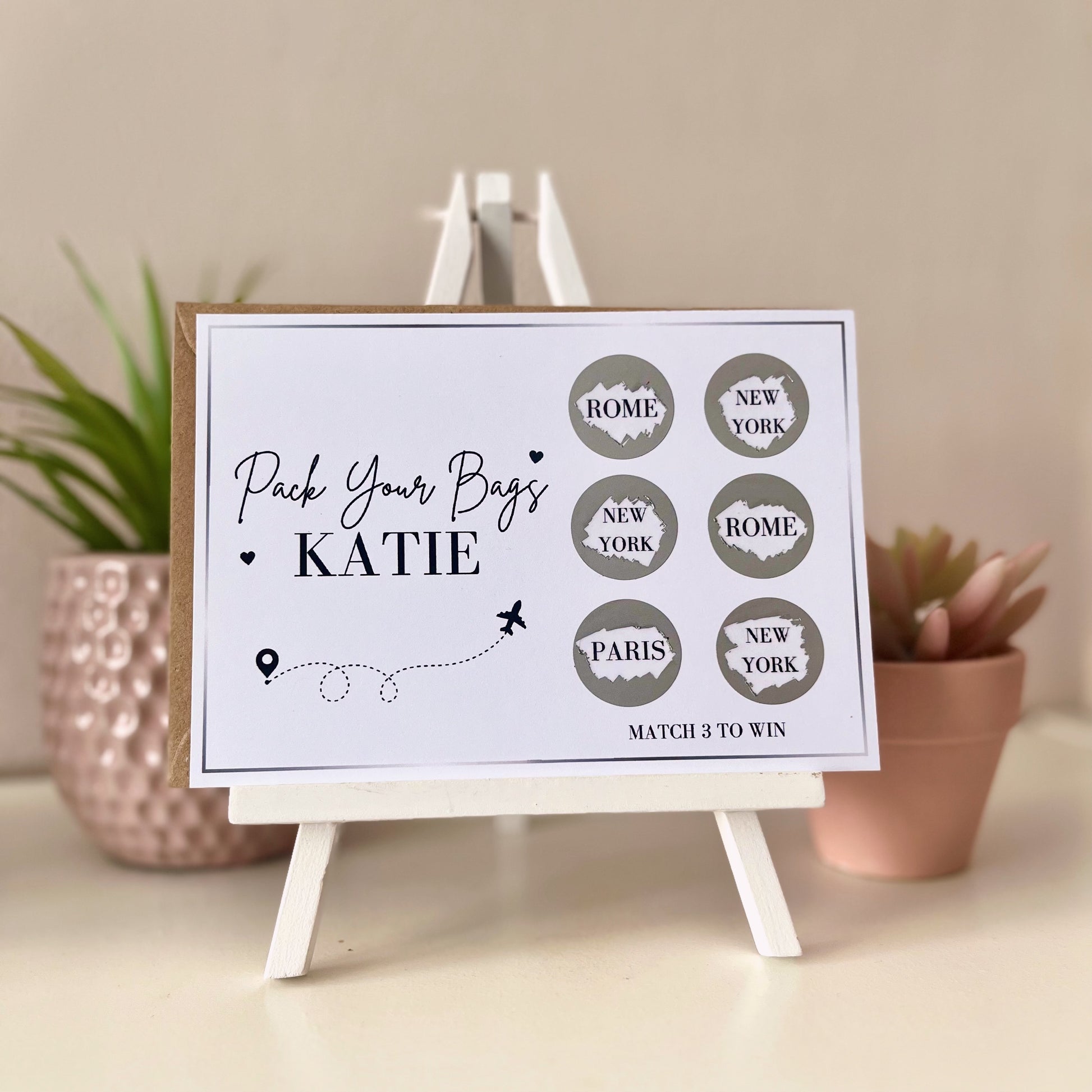 Silver Personalised Scratch Off Vacation Ticket - Blush Boulevard Ticket