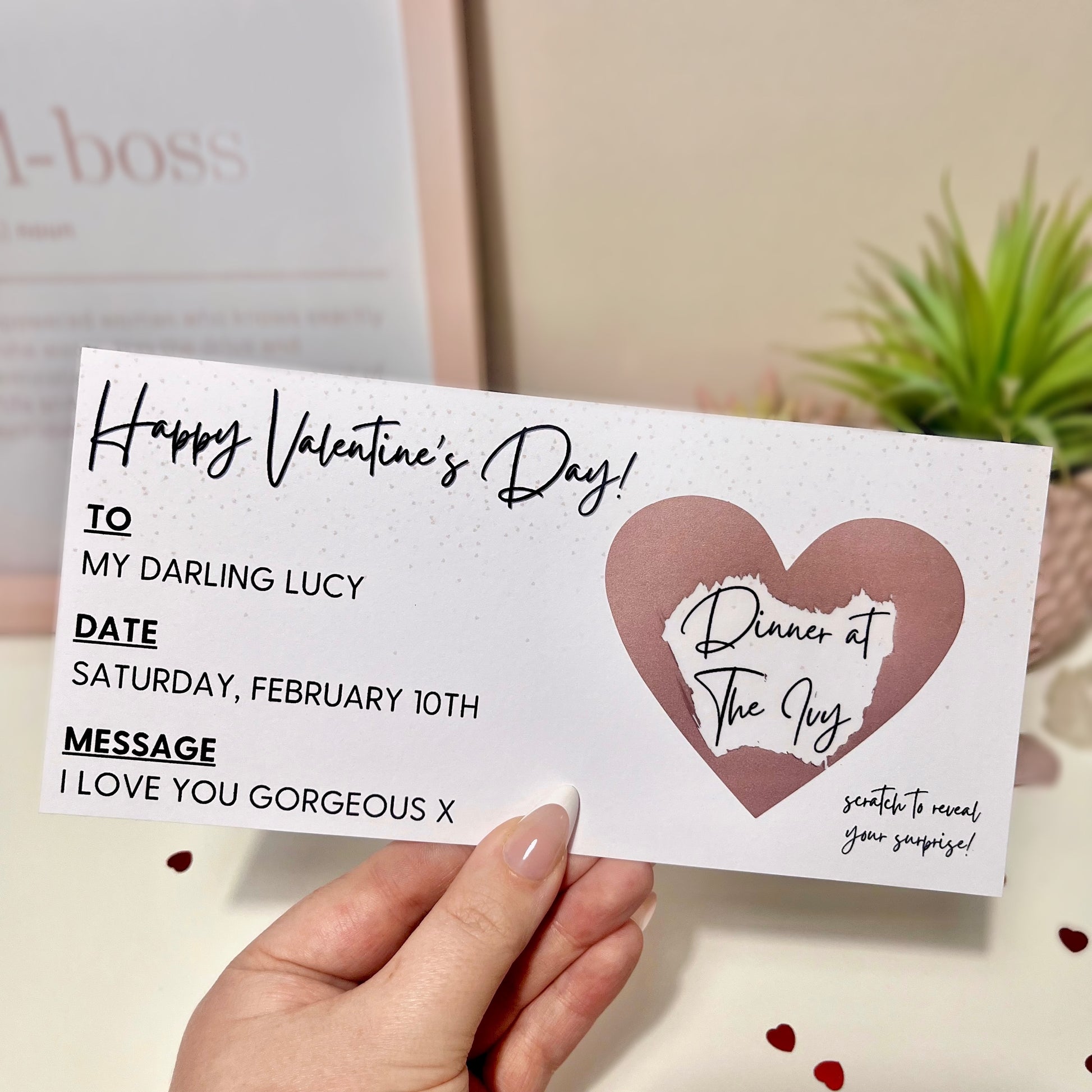 Personalised Scratch Off Valentine's Day Ticket - Blush Boulevard Ticket