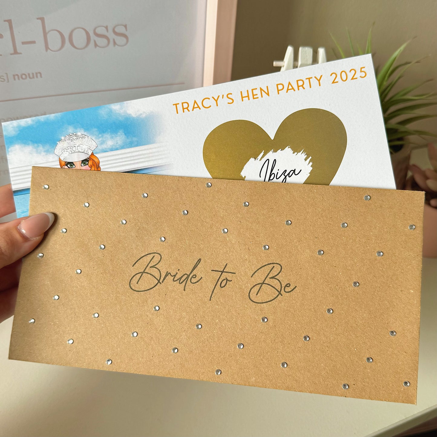 Bride To Be Rhinestone Kraft Envelope - Blush Boulevard Envelope