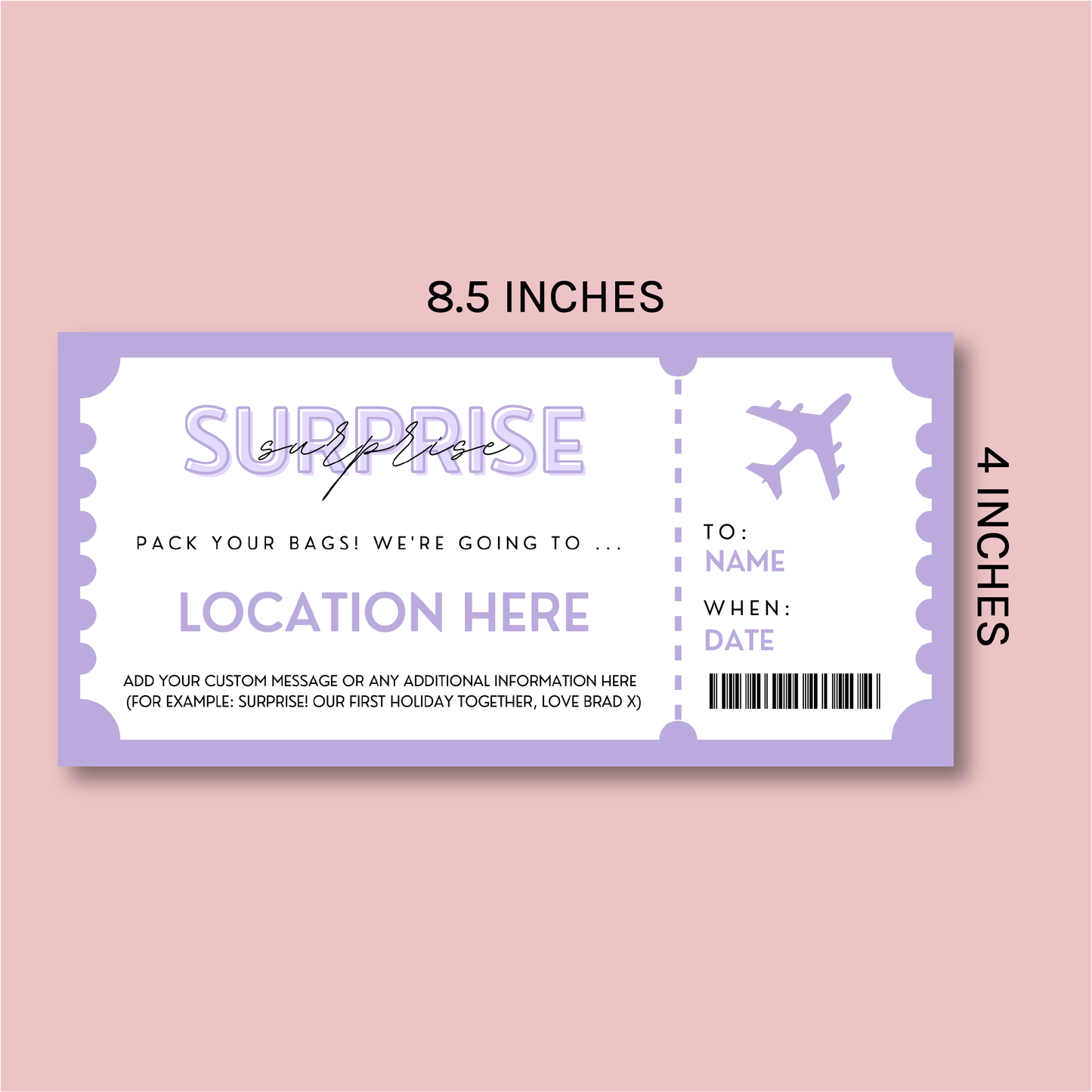 Personalised Boarding Pass Travel Ticket - Blush Boulevard Ticket