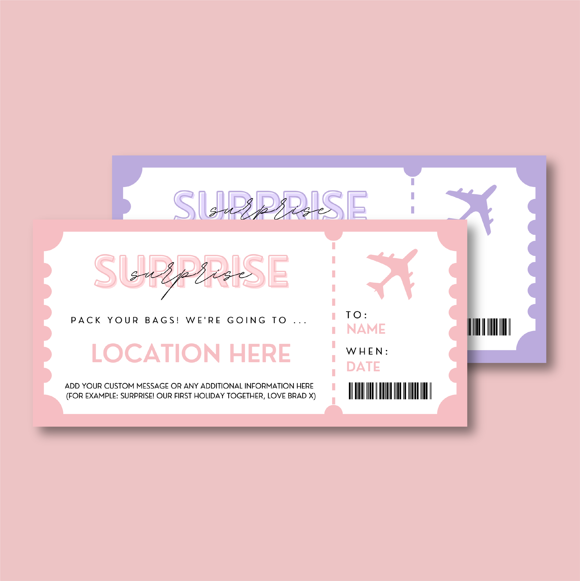 Personalised Boarding Pass Travel Ticket - Blush Boulevard Ticket