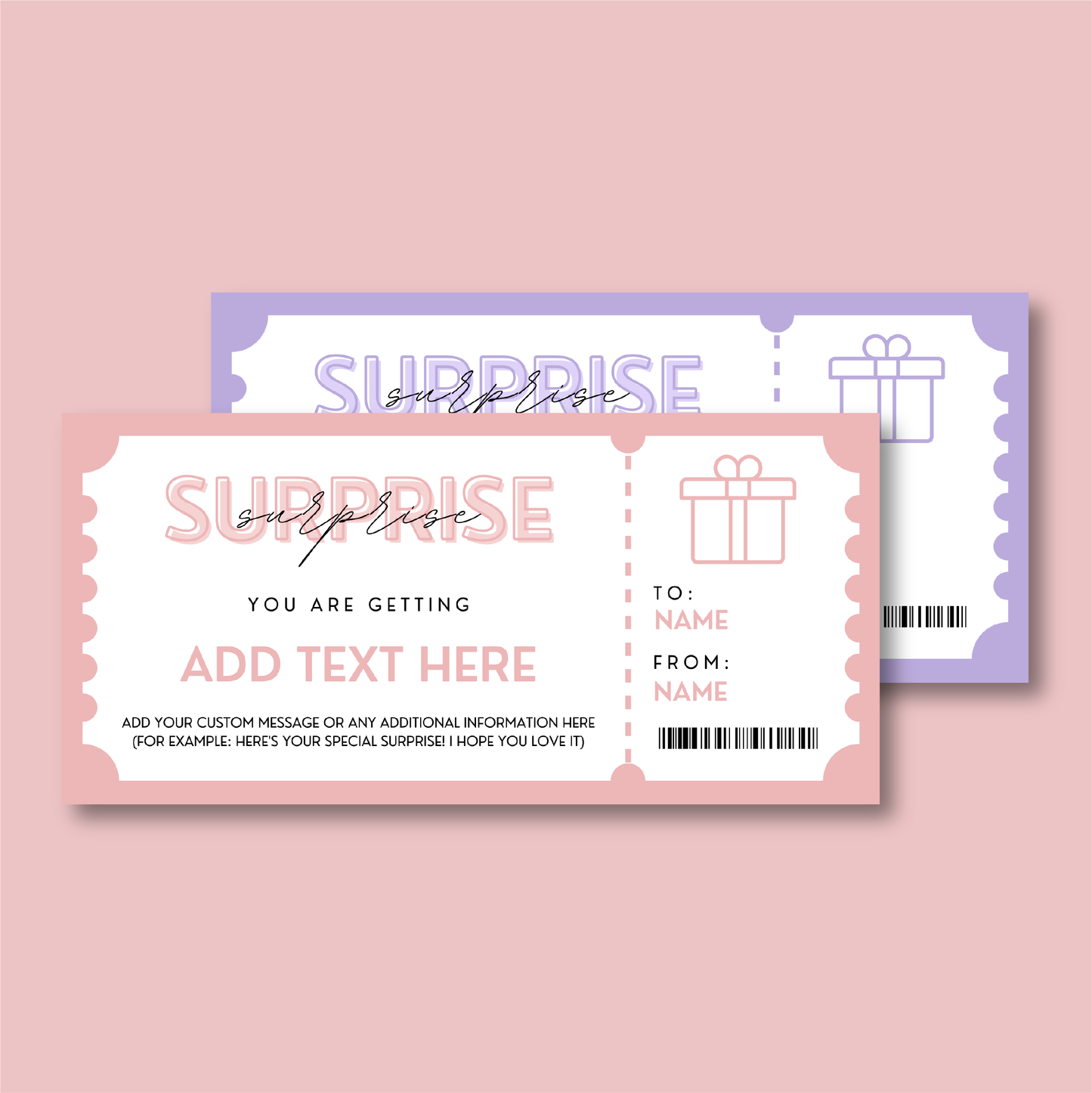 Personalised Surprise Gift Coupon Ticket - Blush Boulevard Ticket