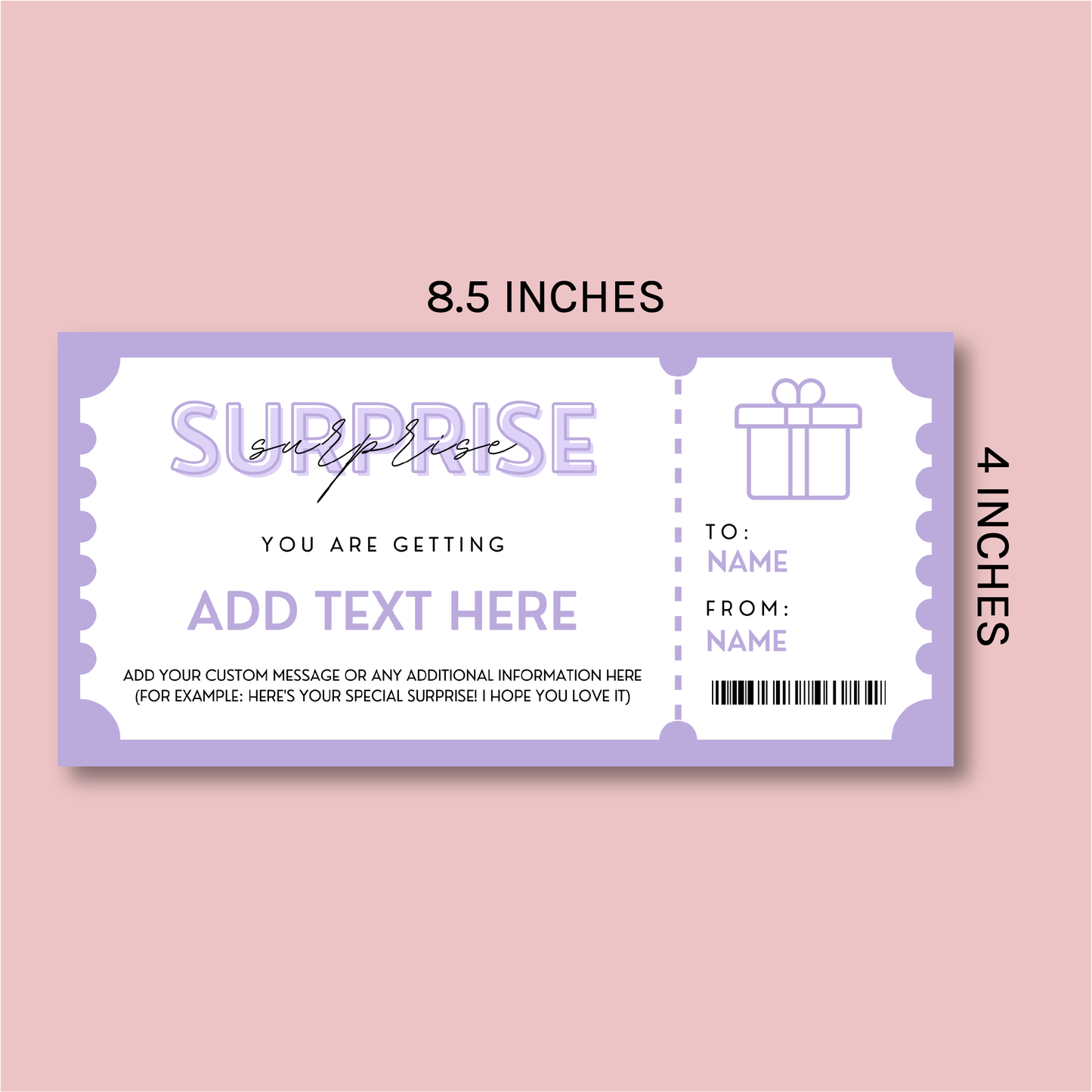 Personalised Surprise Gift Coupon Ticket - Blush Boulevard Ticket