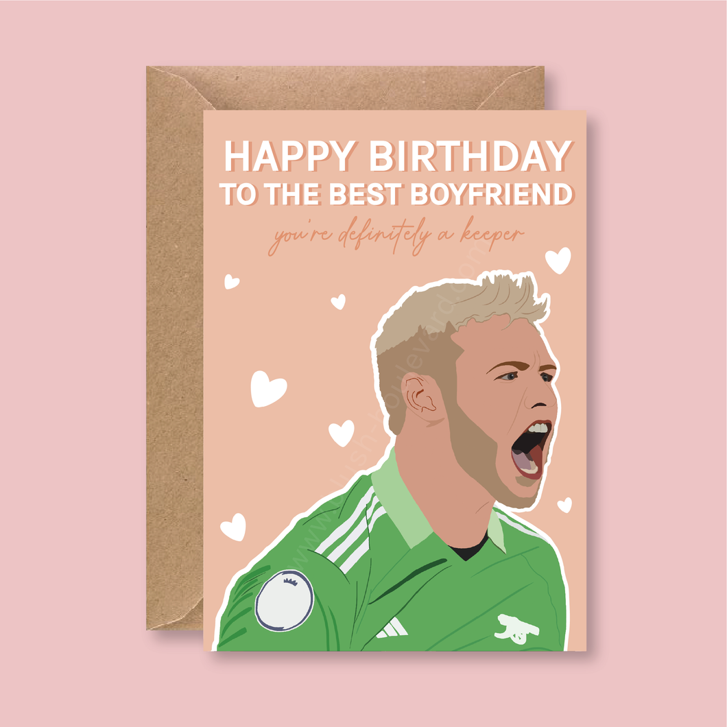 Aaron Ramsdale Arsenal Birthday Card - Blush Boulevard Boyfriend Greeting Card