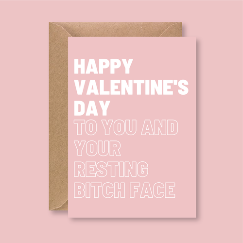 Resting Bitch Face Valentine's Day Card - Blush Boulevard Greeting Card