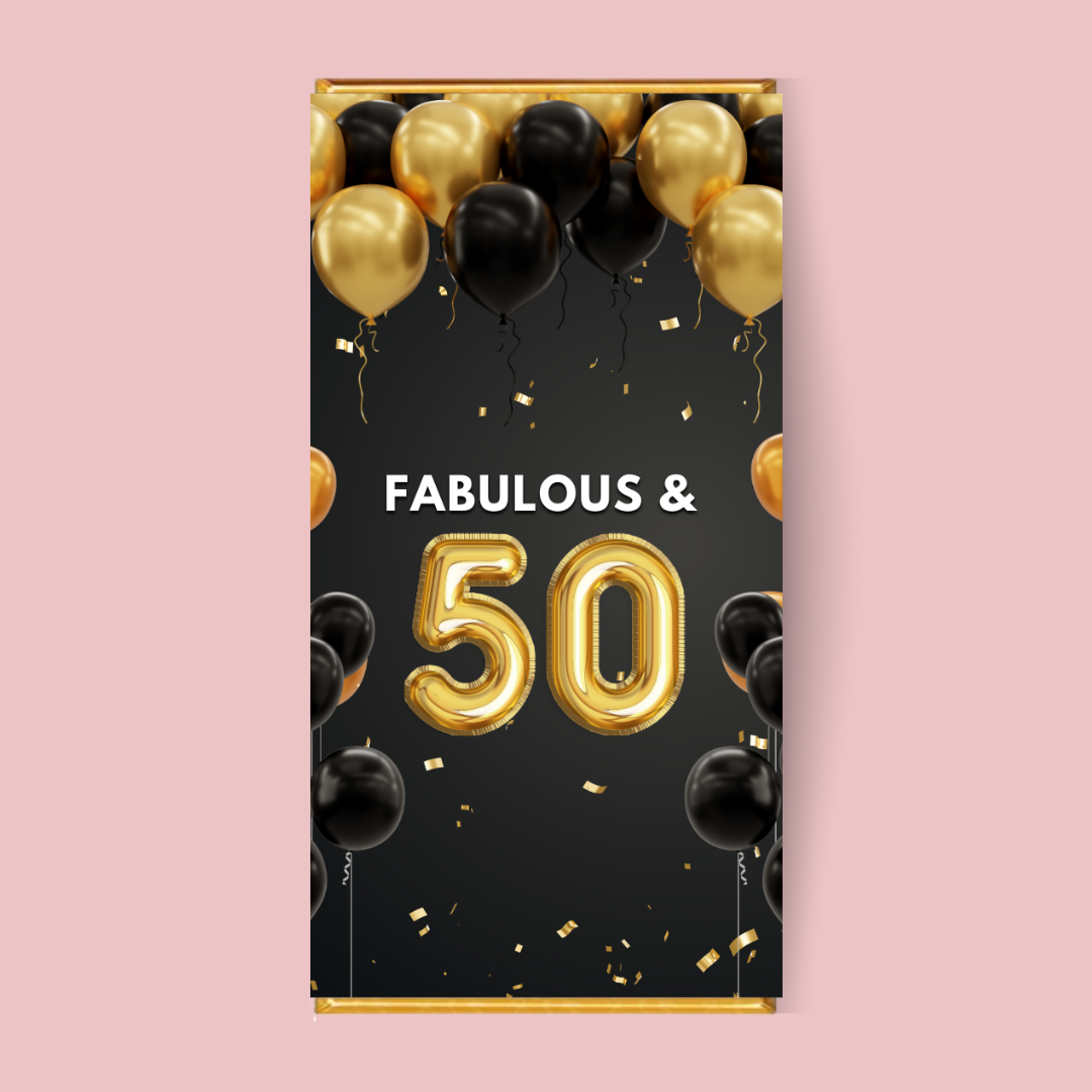 Fabulous & 50 Gold Balloon Chocolate Bar - Blush Boulevard Chocolate Bar