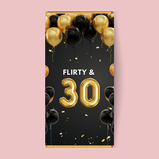 Flirty & 30 Gold Balloon Chocolate Bar - Blush Boulevard Chocolate Bar