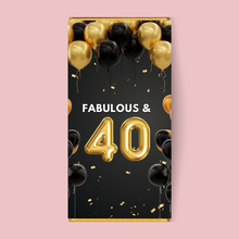 Load image into Gallery viewer, Fabulous &amp; 40 Gold Balloon Chocolate Bar - Blush Boulevard Chocolate Bar
