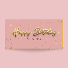 Load image into Gallery viewer, Personalised Pink &amp; Gold Birthday Chocolate Bar - Blush Boulevard Chocolate Bar
