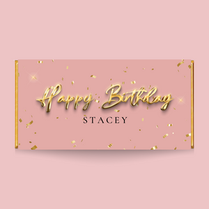 Personalised Pink & Gold Birthday Chocolate Bar - Blush Boulevard Chocolate Bar