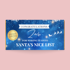 Personalised Santa's Nice List Chocolate Bar - Blush Boulevard Chocolate Bar