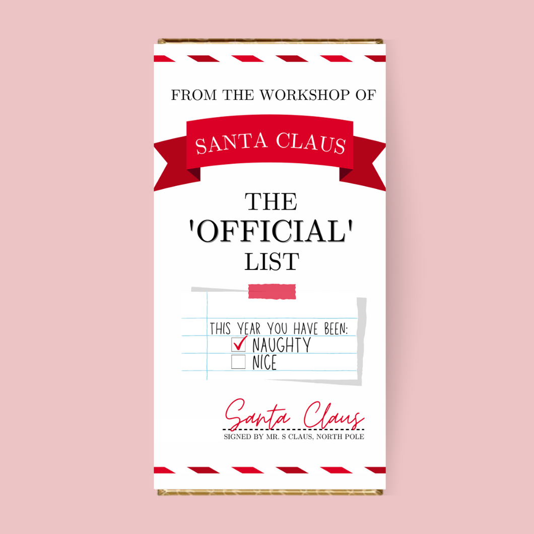 Naughty List Chocolate Bar - Blush Boulevard Chocolate Bar