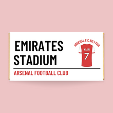 Load image into Gallery viewer, Personalised Arsenal FC No.1 Fan Chocolate Bar - Blush Boulevard Chocolate Bar
