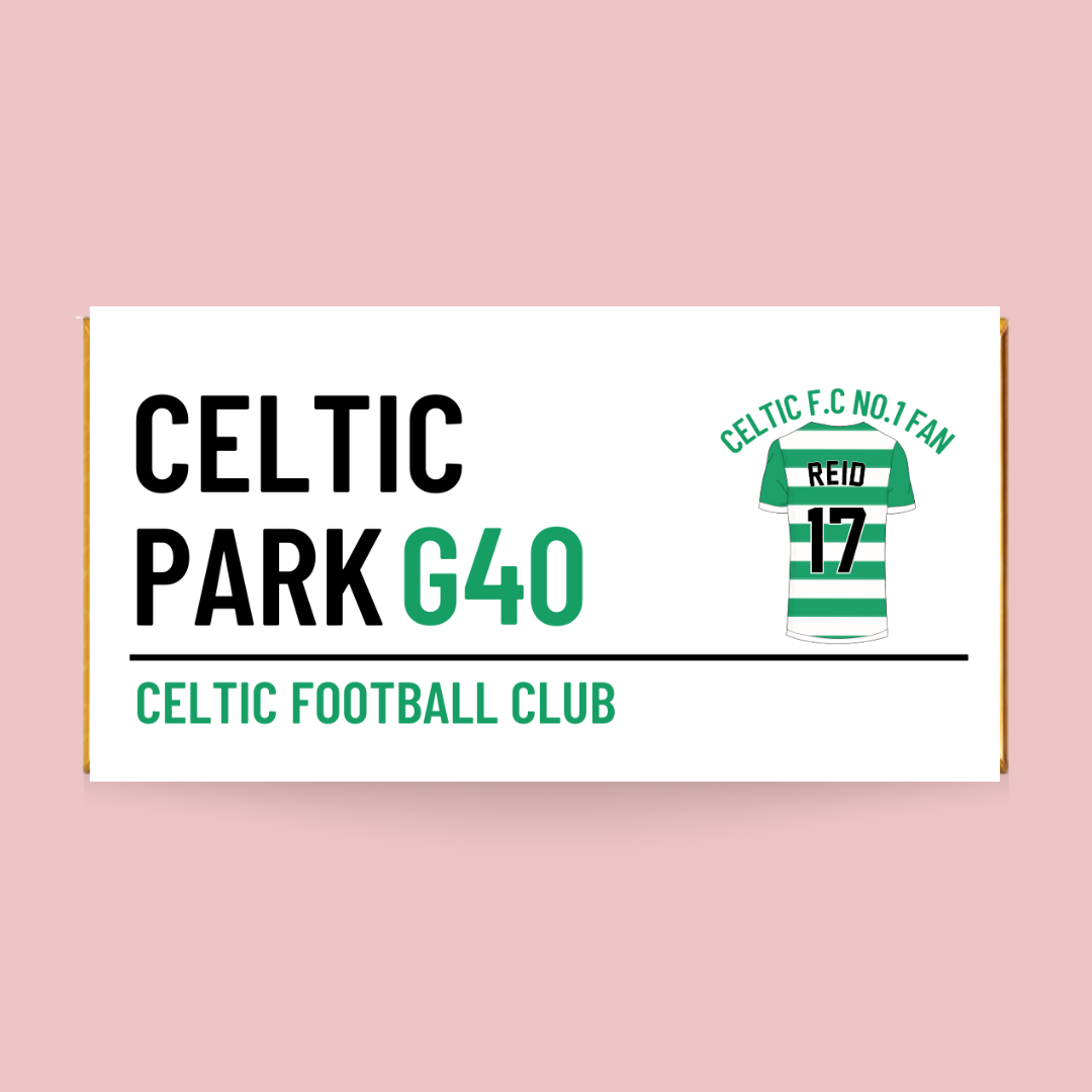 Personalised Celtic FC No.1 Fan Chocolate Bar - Blush Boulevard Chocolate Bar