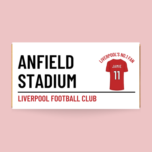 Personalised Liverpool FC No.1 Fan Chocolate Bar - Blush Boulevard Chocolate Bar