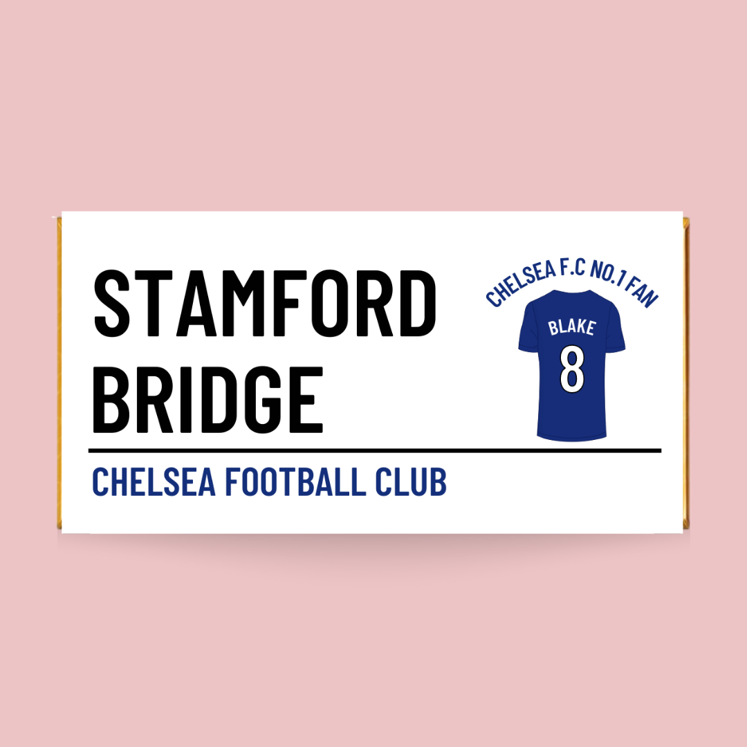 Personalised Chelsea FC No.1 Fan Chocolate Bar - Blush Boulevard Chocolate Bar